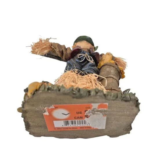 MSI Scarecrow Fall Figurine Pumpkin Sunflower Resin Straw Accents Vintage - Picture 9 of 10